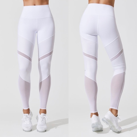 ALO Yoga Pants - Alo White Sheila Mesh Leggings